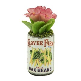 MyTinyWorld Dolls House Miniature 3 Pale Pink Flowers in Food Can