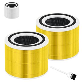 Core 300 Pet Allergy Replacement Filter for LEVOIT Core 300 andCore 300S Core 300-P Core 300S VortexAir Air Purifier 3-In-1 Filter H13 True HEPA, Efficiency Activated Carbon (Yellow-2 Pack)
