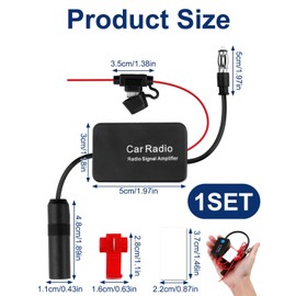 Antennenverstärker Autoradio 12V, Universeller Autoradio Antennenverstärker für Autoantenne mit Verstärker, 25dB, Rauschunterdrückung, FM Signalverstärker mit Klebepad und Stromanschluss
