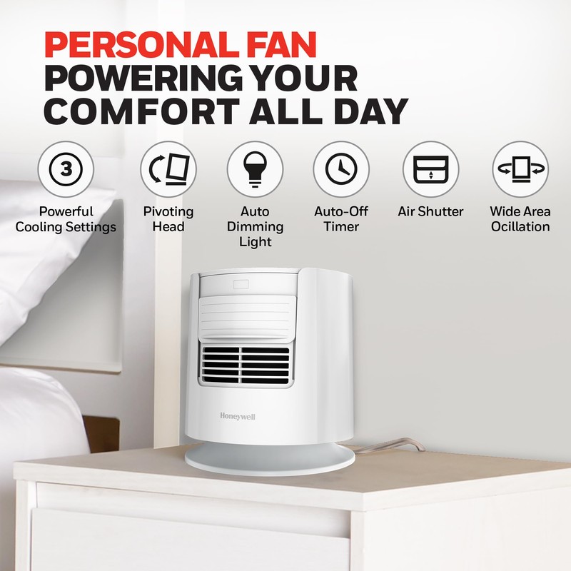 Honeywell QuietSet™ Sleep Personal Fan with Pink Noise, 3 speeds,