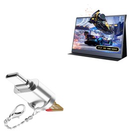 BoxWave Adapter Compatible with BEDAIL Gaming Portable Monitor (17.3 in) - Micro SD Card miniReader, USB Type-C OTG Reader USB3.0 Adapter Keychain - Metallic Silver
