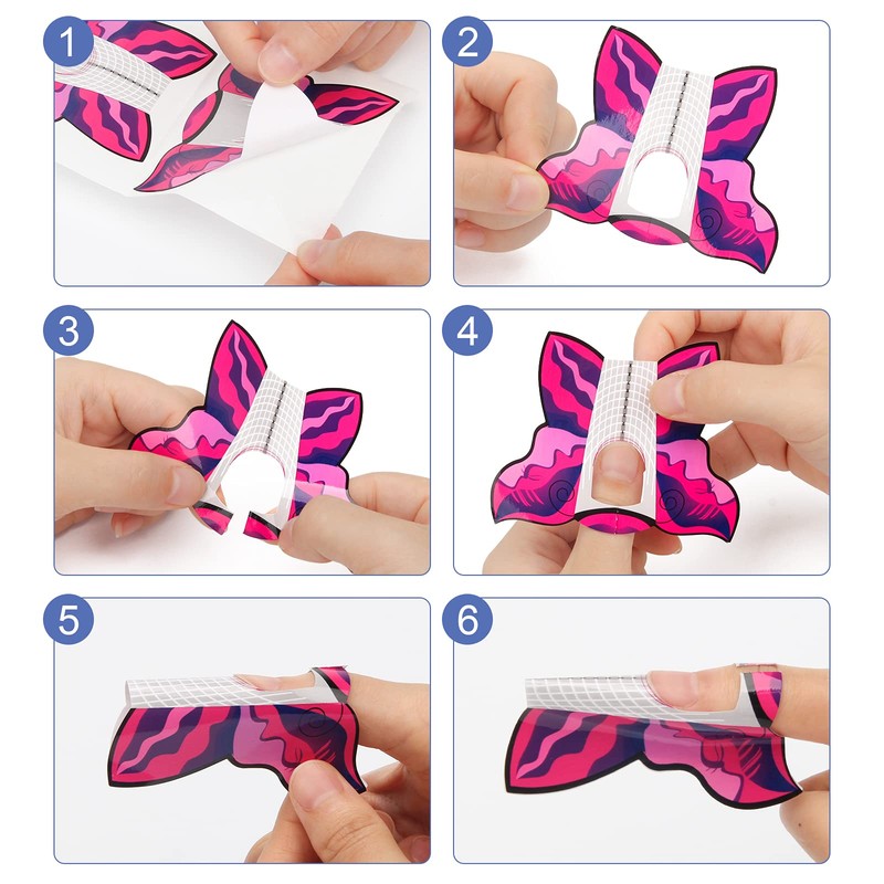 AHIER Butterfly-Shape Self-Adhesive Gel Nail Extension Forms - 100PCS Acrylic