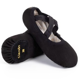 s.lemon Ballet Shoe,Cotton Canvas Split Sole Yoga Gymnastics Ballet Dance Slipper for Kids Women TLK Black 39