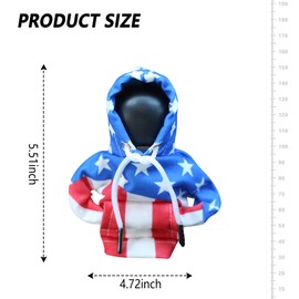 Car Gear Shift Cover with US Flag Design,Fashionable Gear Shift Hoodie for Shifter Knobs,Universal Car Interior Accessories Funny Car Shift Knob Cover for Car Truck SUV (Colorful/U+D)