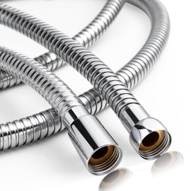 OFFO Shower Hose 0.43” Large Bore, 120 Inch High Flow Kink Free Stainless Steel Shower Head Hose Replacement Universal G1/2”, Leak-proof Extra Long Flex Handheld Hose for Pet Bathing Cleaning, Chrome