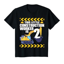 Kids 2 Year Old Construction Birthday Themed Party 2nd Boy Gift T-Shirt