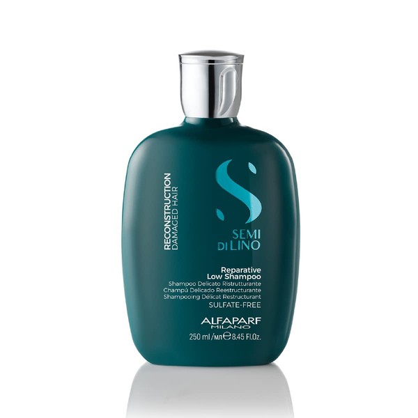 Alfaparf Milano Semi Di Lino Reconstruction Reparative Shampoo for Damaged Hair - Sulfate, SLS, Paraben and Paraffin Free - Safe on Color Treated Hair - Professional Salon Quality - 8.45 fl. oz.