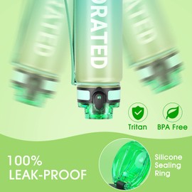 Sahara Sailor Water Bottle, 32/25/17oz Durable and Leakproof Water Bottles Motivational with Time Marker, Tritan, BPA Free, Wide Mouth with Easy Clean Brush for Gym, Travel, School, Office (1 Bottle)