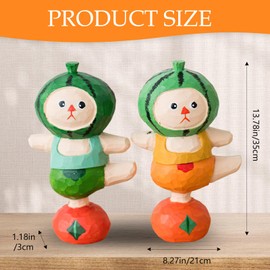 Riadyet 2-Pack Miniature Cat Figurines - Cute Yoga Cat with Watermelon Hat, Desk & Shelf Decoration, for Cat Lovers