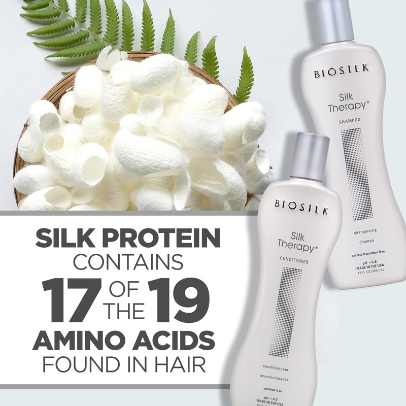 BioSilk Silk Therapy Duo Set Shampoo & Conditioner, Gentle Cleansing