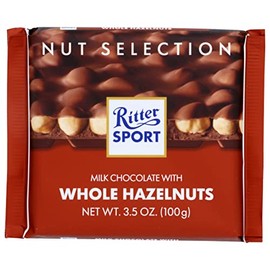 Ritter Sport Milk Chocolate With Whole Hazelnuts Bar, Natural, 3.5 Ounces (Pack Of 10)