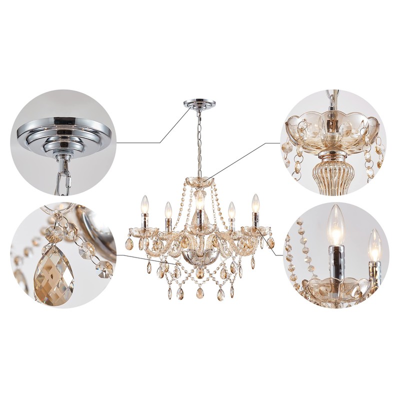 Saint Mossi 5 Light Modern K9 Crystal Chandelier for Dining