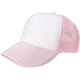 stylebreaker 04023007 5 Panel Mesh Trucker Baseball Cap Adjustable Unisex - Cap White / Baby Pink