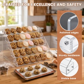 Dorblely 5 Tier Cookie Display Stand - Acrylic Cookie Holder for Cupcakes Baked Goods Display, Tiered Dessert Display Stands for Bakers, Market Booths, Parties and Craft Fairs