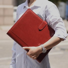 Wason Leather Portfolio Case A4 with Clipboard Notepad Forms Holders Document Writing File - Interview Planner Meeting Lecture Organizer for Man and Woman (Red)