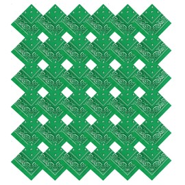 Pistha 36 Pack Bandanas for Women Men Cowboy Bandana Handkerchief Headband Face Mask Bulk for Party Costume (Classic, Green)