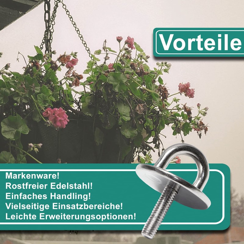 PRIOstahl Eye Plate Round with Bracket Mounting Hooks Ceiling Hooks