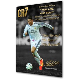 Medium A4 Framed Poster Cristiano Ronaldo CR7 Gold Motivational Football Legend Tribute Poster with Signature (Copy) Inspirational Golden Quotes