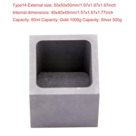 Graphite Ingot Mold, High Purity Refining Graphite, Melting Casting Mould for Gold Silver Aluminum Copper Brass Zinc Plumbum and Alloy Metals (1.97x1.97x1.97inch/1000gGold)