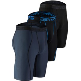 DEVOPS 3 o 5 unidades de pantalones cortos de compresión para hombre, pantalones cortos deportivos de elastano para entrenamiento atlético, correr, rendimiento, 2# (Básico) - Negro / Negro (n.b) /