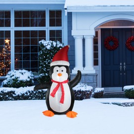 LED Lighted Inflatable Penguin Outdoor Christmas Decoration - 4'