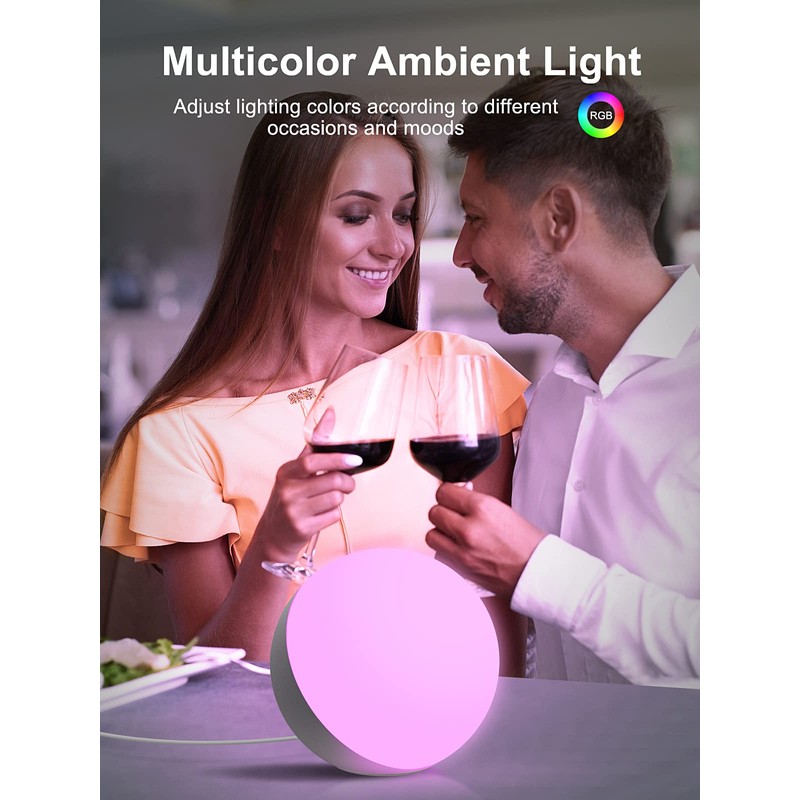 EASEMO Touch Lamp for Bedroom, RGB Color Changing Small Table