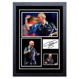 Stunning Quality Phil Taylor Signed/Autographed Print. Darts. (A4 Framed 34cm x 24cm)