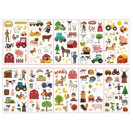 Cartoon-Nutztier-Tattoo-Aufkleber, Wasserfest, Lustig, Temporäre Aufkleber