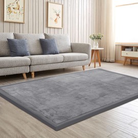 COLLACOCO 79 * 118 * 1.2 Memory Foam Baby Play Mat– Soft, Anti-Slip, Pet-Friendly, Stain-Resistant – Coral Velvet Ideal for Kids,Infants,Toddlers, Bedroom, Living Room, Picnic, Yoga & Pet Rest (Grey)