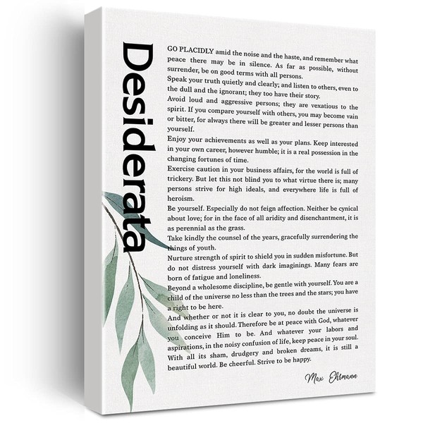 Desiderata Literature Quote Canvas Wall Art Motivational Canvas Print Artwork