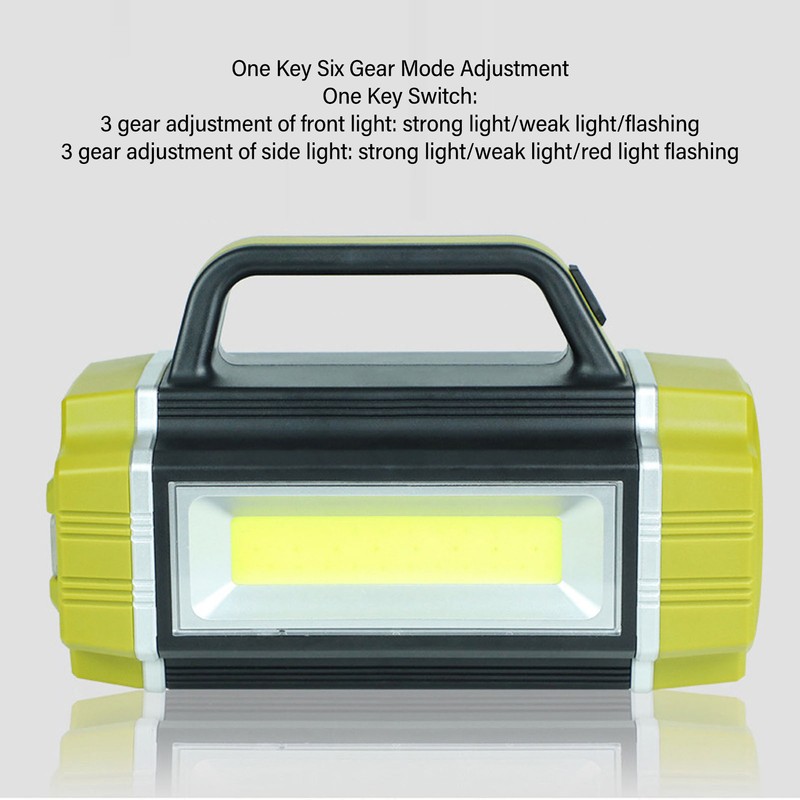 Solar Flashlight Front Side Lighting 6 Gear Super Bright USB