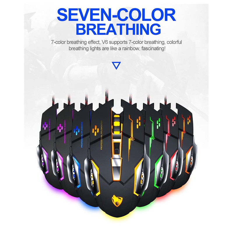 ✅MOUSE GAMING RGB LED PROGRAMMABLE PRECISE METAL WIRED 6 BUTTONS
