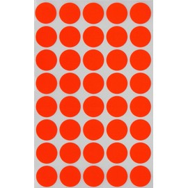 Royal Green Round Label Coloured Dot Stickers 19mm (1.9cm) 3/4 Inch - Neon Red - 600 Pack