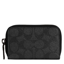 Coach Men's Small Zip Around Card Case, Charcoal, One Size