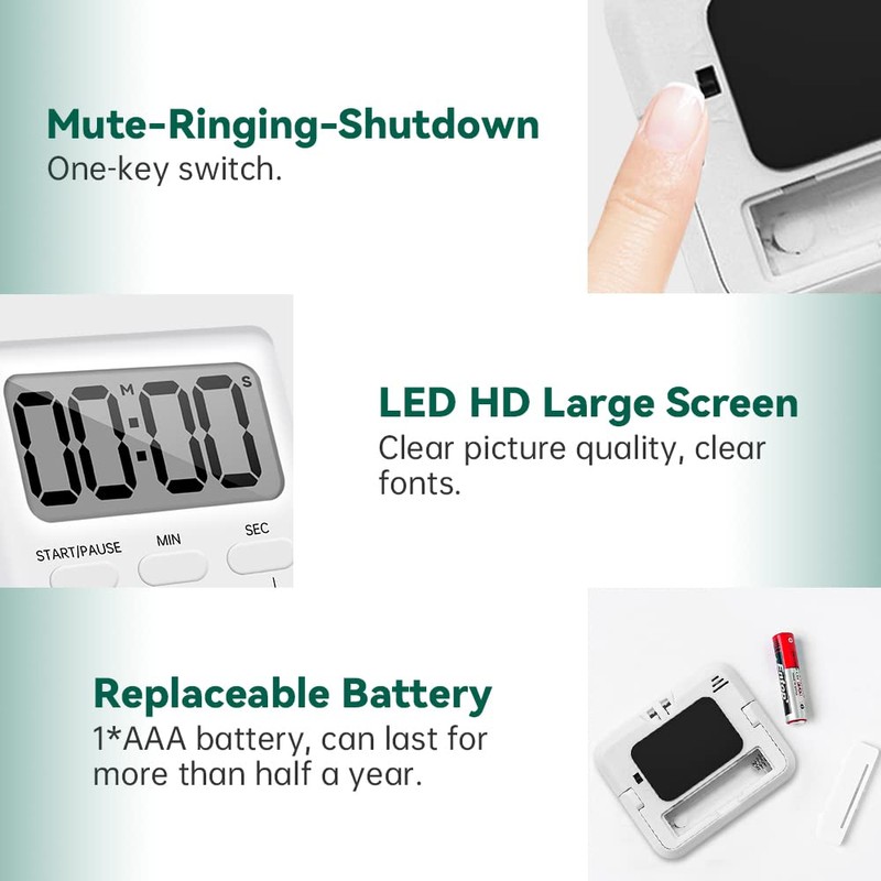 Digital Kitchen Timer, Senbos High Decibel Loud Alarm Magnetic Countdown