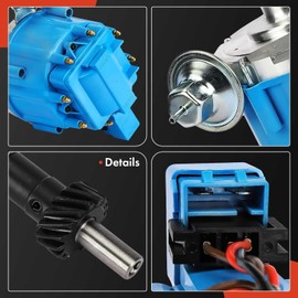 A-Premium HEI Ignition Distributor with 65K Volt Coil Compatible with SBF Ford Small Block V8 221 260 289 302 - Mustang, F-100, F-150, F-250, F-350, GT40, 300, 1030213 PE330U, Blue Cap