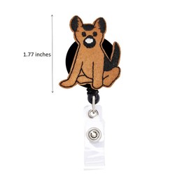 ReelFun German Shepherd Dog Retractable Badge Reel ID Tag, with Alligator Clip ,24in Nylon Cord, Nurse Office Employee Name Badge