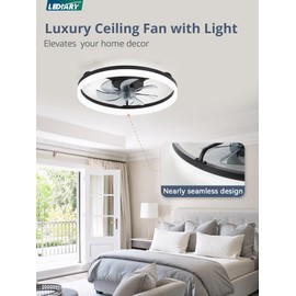 20" Low Profile Ceiling Fans with Lights, APP & Remote, Black