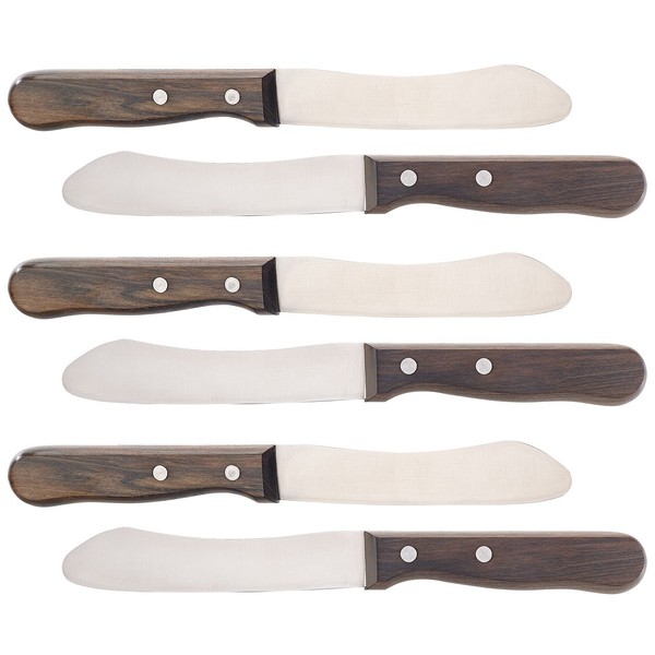 Rosenstein & Söhne Bread Knives: Set of 6 Breakfast Knives with 11.5 cm Blade, Blackwood Handle (Humpback Knife, Butter Knife)
