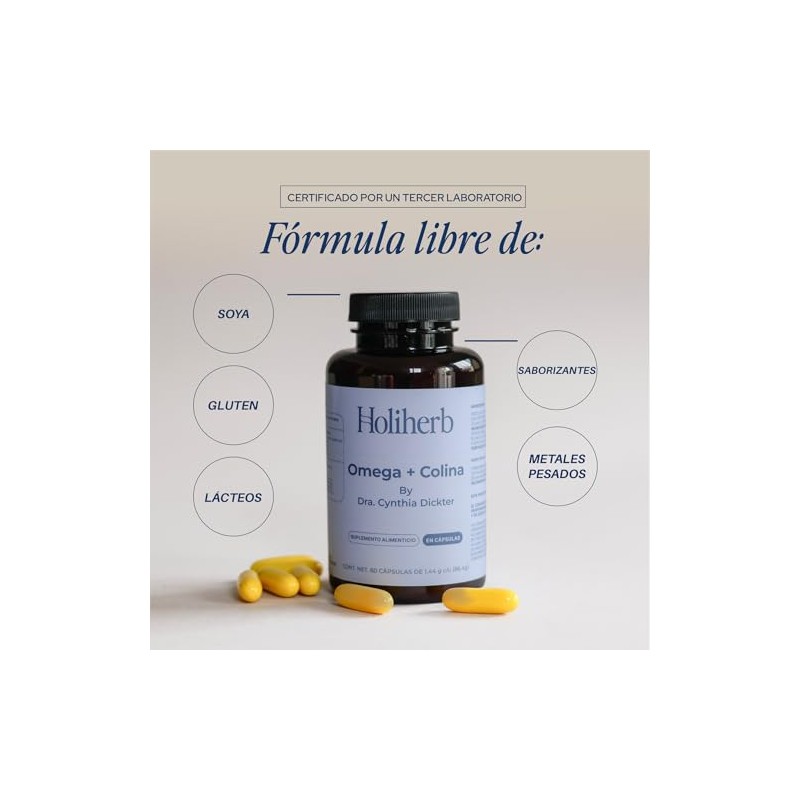 Holiherb Omega 3 con DHA 650mg + EPA 200mg y