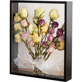 Wooden Dried Flower Photo Frame Dried Flower Display Stand Decorative Floating Photo Frame (black 8 * 12)