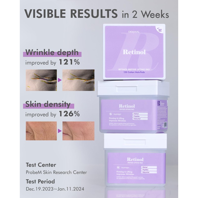DERMAL Retinol Peptide Lifting Pad - Korean Toner Pad for