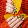JarThenaAMCS 4Pcs Fall Nail Plates Stamping Set Pumpkin Leaf Gnome