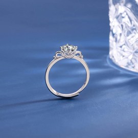 LiyCarp Moissanite Engagement Rings 1CT Foliage Ring Adjustable Gold-plated Sterling Silver Wedding Solitaire Ring Gift for Women Lady Girls