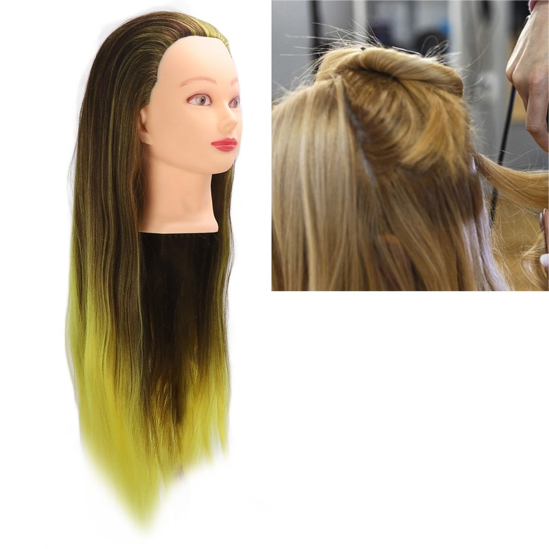 Hair Mannequin Head Simulation Ink Yellow Colour Mixture Gradient Hair