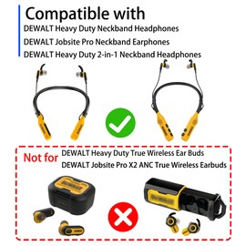 NANLANFAN Replacement Silicone Ear Tips for Dewalt Headphones, Compatible with Dewalt Heavy Duty/Jobsite Pro/Heavy Duty 2-in-1 Bluetooth Neckband Headphones, 9 Pairs (S/M/L, Gray/Yellow)