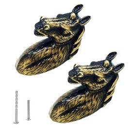 YOUYOUULU Pack of 2 Vintage Pure Bronze Knobs, Antique Horse Head Handle, Animal Furniture Knobs, Retro Art, Cupboard Knob for Door, Dresser Drawer, with Screws (Bronze)