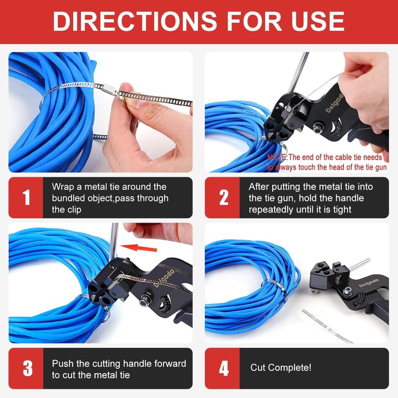 Delgada Metal Cable Tie Gun, Heavy Duty Stainless Steel Zip