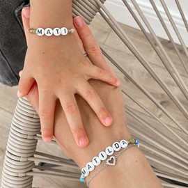 1400 Piezas Redondos Abalorios Letras, Cuentas para Pulseras, A-Z Cuentas del Alfabeto, Cuentas de Acrílico 7 X 4 mm, para Pulsera Collares Joyas Bricolaje Manualidades