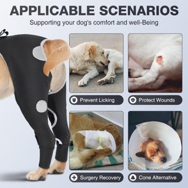 KISFLY Dog Hind Leg Sleeve to Stop Licking – Breathable Rear Leg Brace & Recovery Sleeve for Wound Protection, Reflective, Cone Alternative – Size M